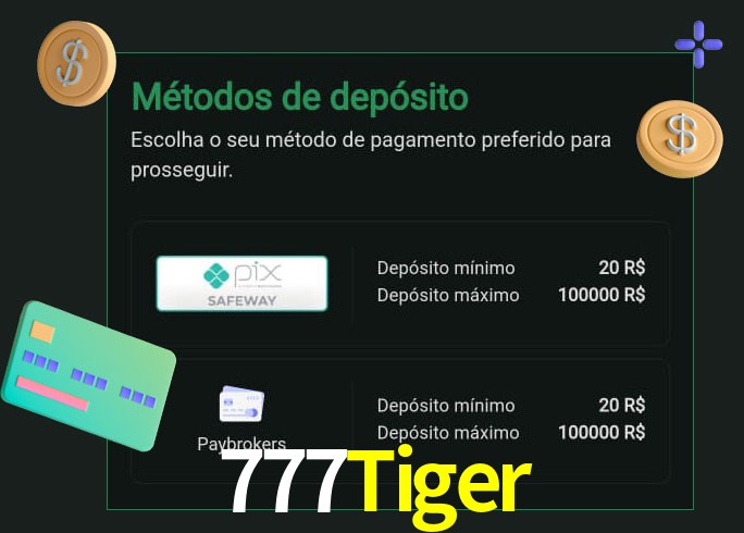 O cassino 777Tiger oferece uma grande variedade de métodos de pagamento
